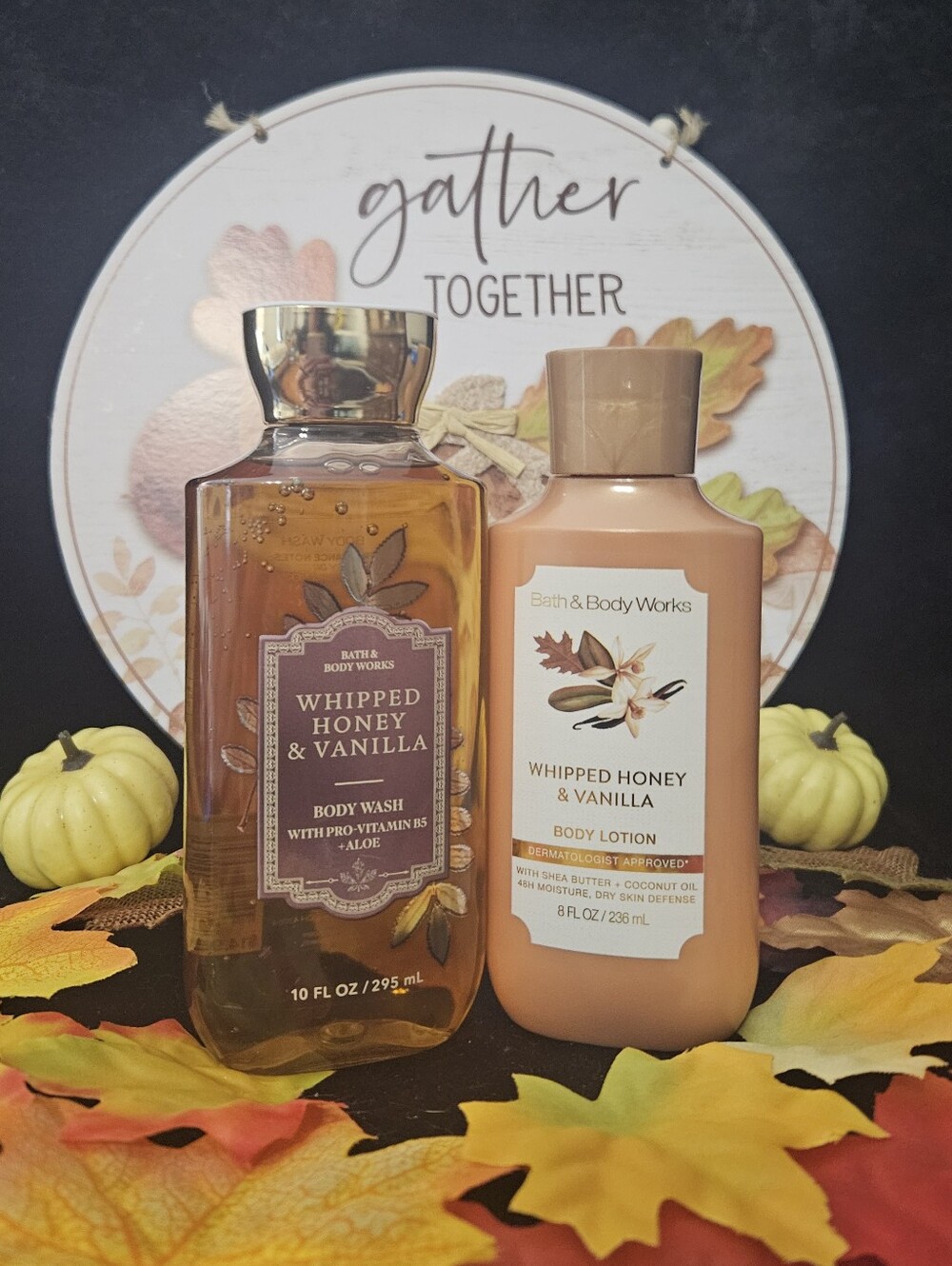 Bath & Body Works Whipped Honey & Vanilla Body Wash & Lotion - Amber, Peach